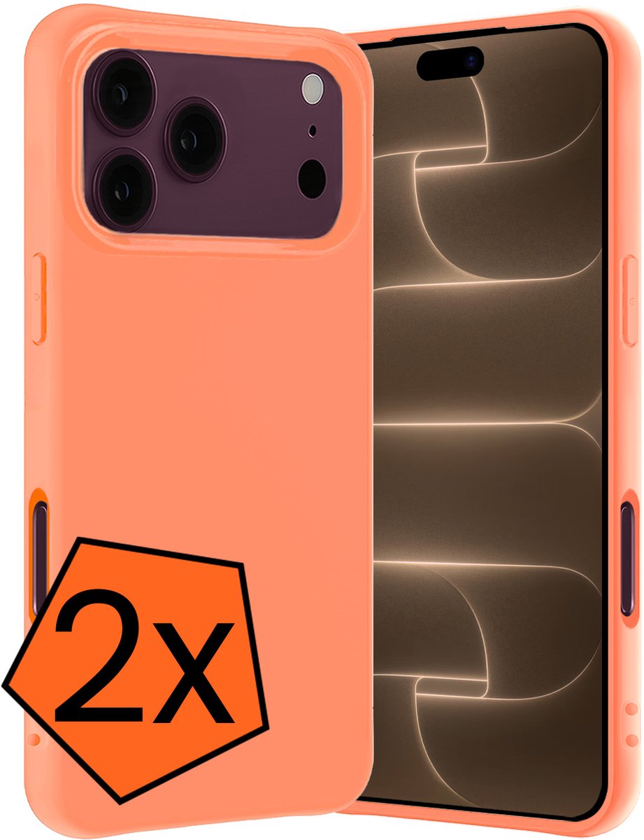 Hoes - 2 Stuks - Geschikt voor Apple iPhone 18 Pro - Sterk & Shockproof - Case Siliconen - Back Cover - Telefoon Hoes - Perzik