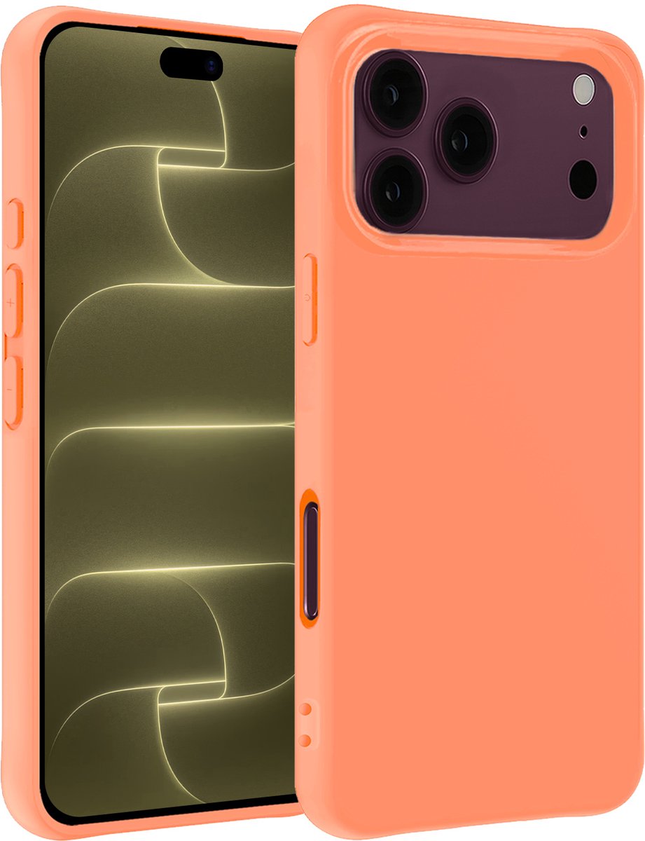 Hoesje - Geschikt voor Apple iPhone 18 Pro Max - Sterk & Shockproof - Hoes Cover - Siliconen Case - Telefoonhoesjes - Perzik