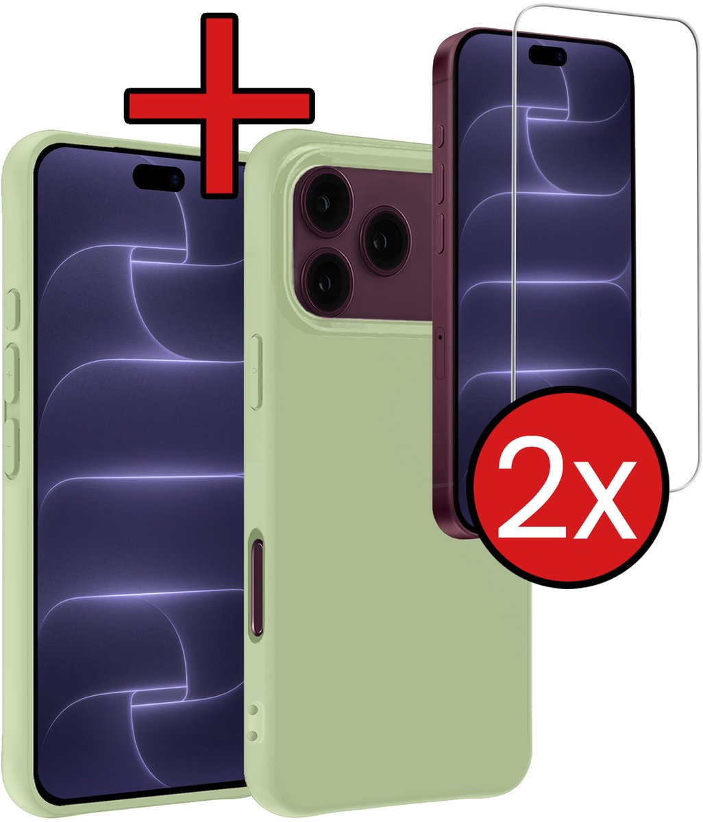 Hoesje - Met 2x Screenprotector - Geschikt voor Apple iPhone 18 Pro Max - Sterk & Shockproof - Telefoon Hoes - Back Cover - Siliconen Case - Telefoonhoes - Groen