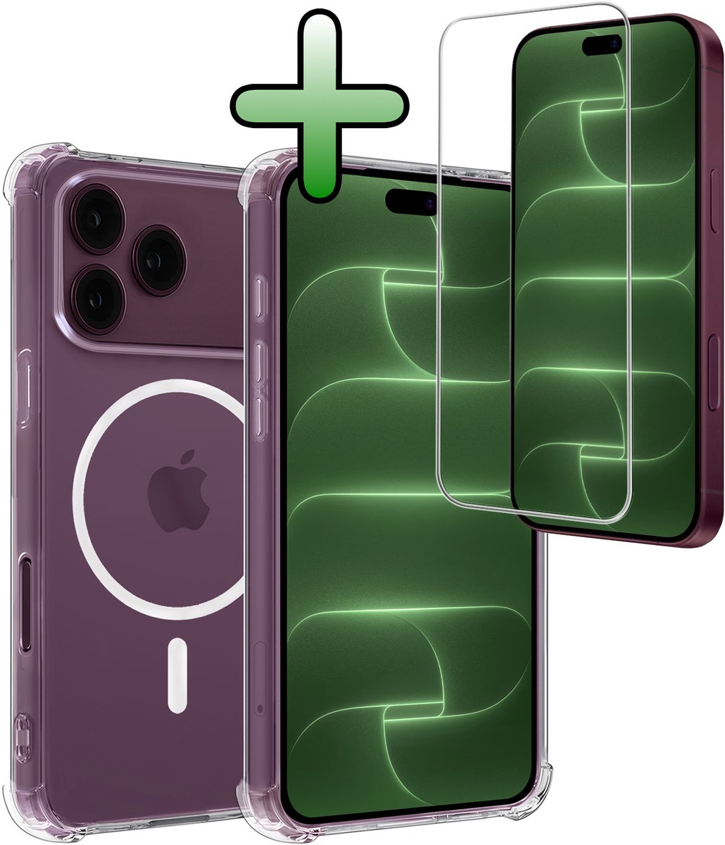 Hoesje Met Screenprotector - Geschikt voor Apple iPhone 18 Pro Max - Magsafe Compatible - Sterk & Shockproof - Back Cover - Shock Proof Case - Telefoon Hoes - Transparant
