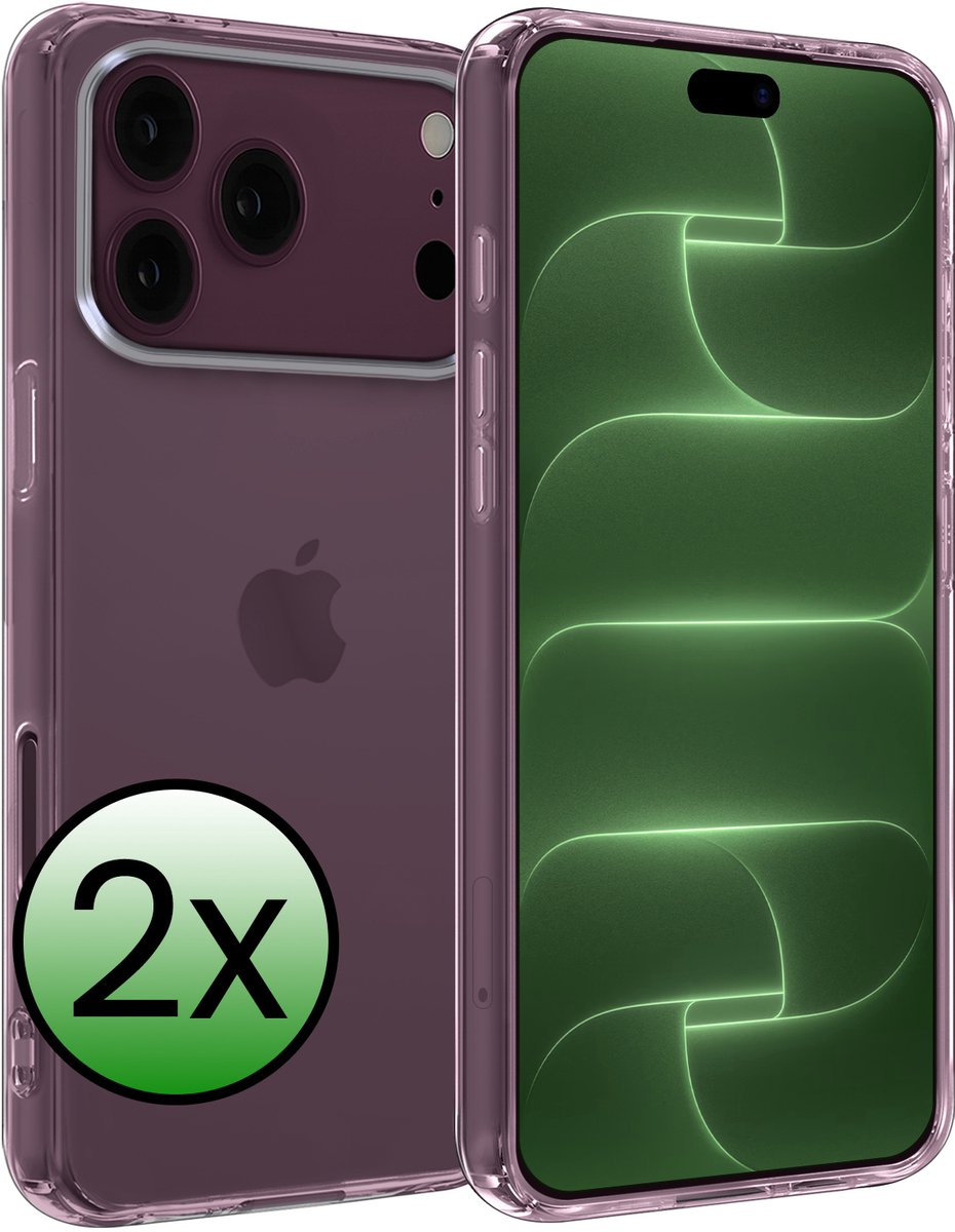 Hoesje 2 Stuks - Geschikt voor Apple iPhone 18 Pro - Sterk & Shockproof - Case Siliconen - Back Cover - Telefoon Hoes - Transparant