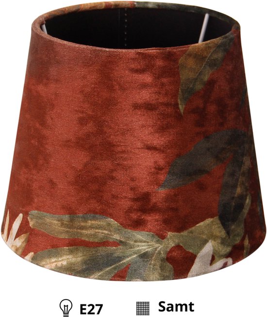 Abat-jour en velours couleur rouille, compatible avec une douille E27.