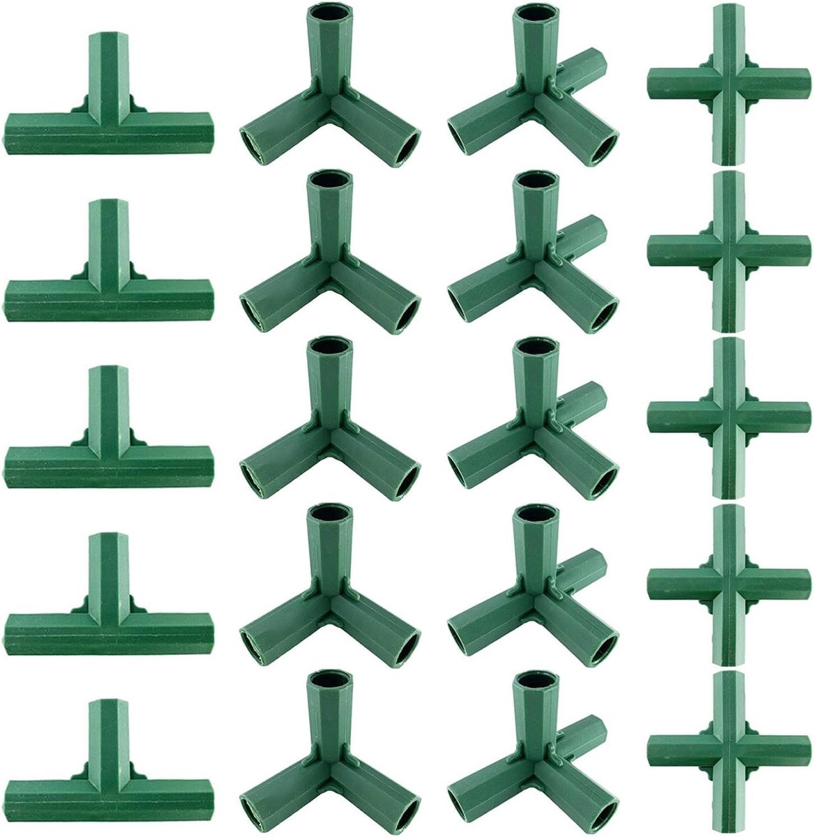 20 Stuks Hoekverbinders voor Serre, Ideaal voor Tuinframes, Druivenpalen en Schuren, 11 mm, 4 Soorten