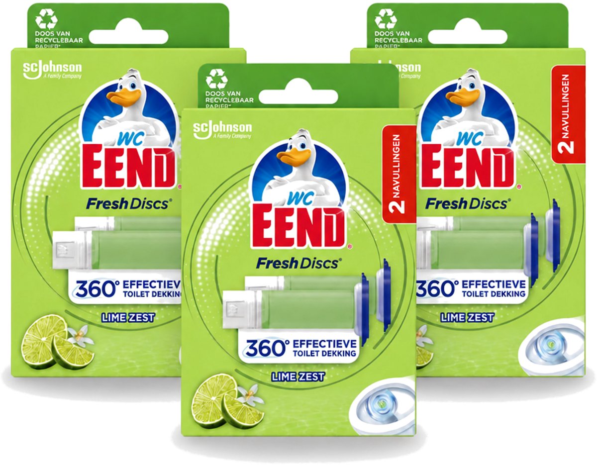 3 x WC Eend – Fresh Discs – Duo Navulling – Lime Zest – 72 ml - Voordeelverpakking - 3 stuks