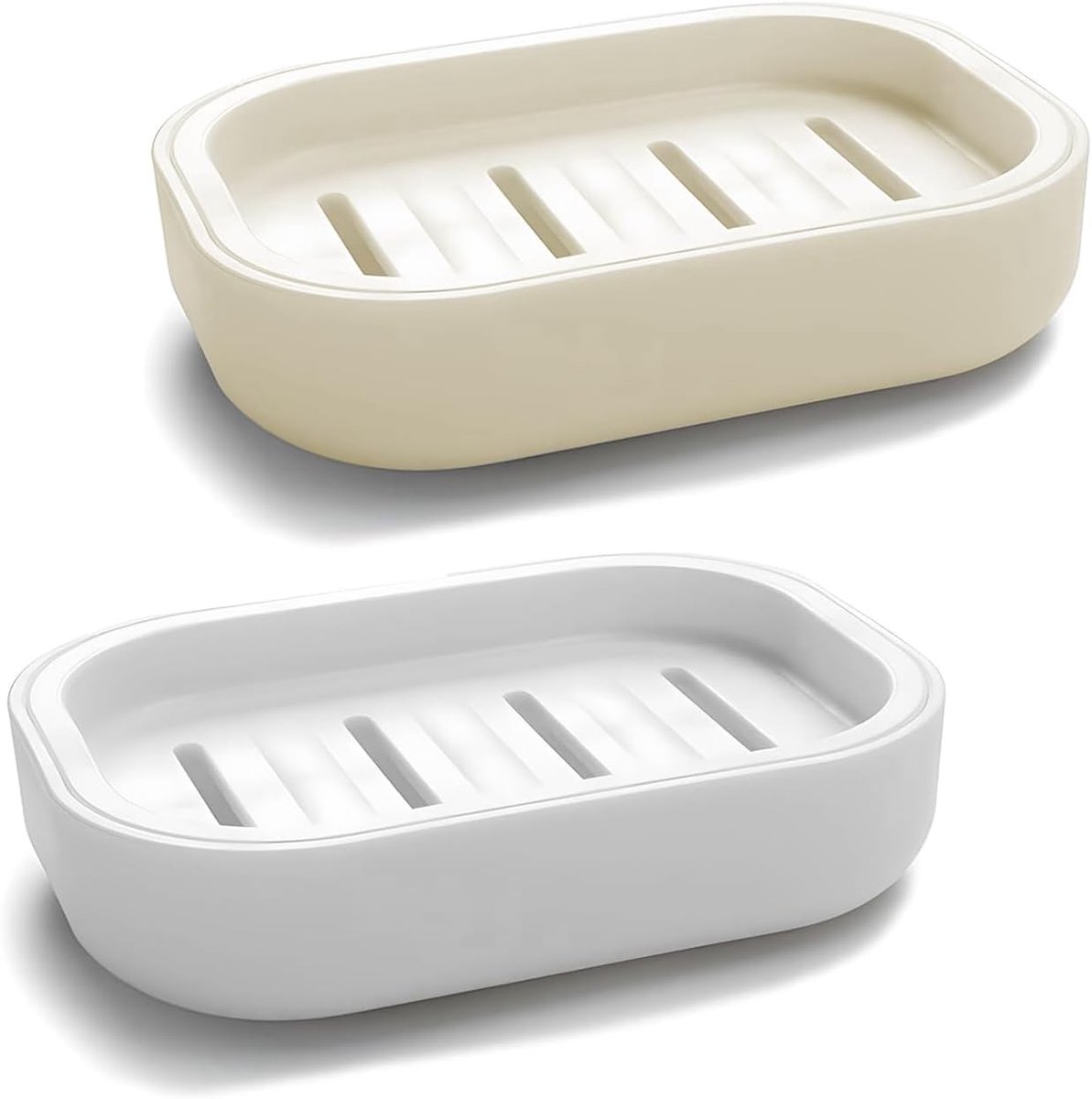Praktische 2-delige zeepdispenser set, antislip zeepbakjes voor badkamer en keuken, eenvoudig schoon te maken en droog te houden