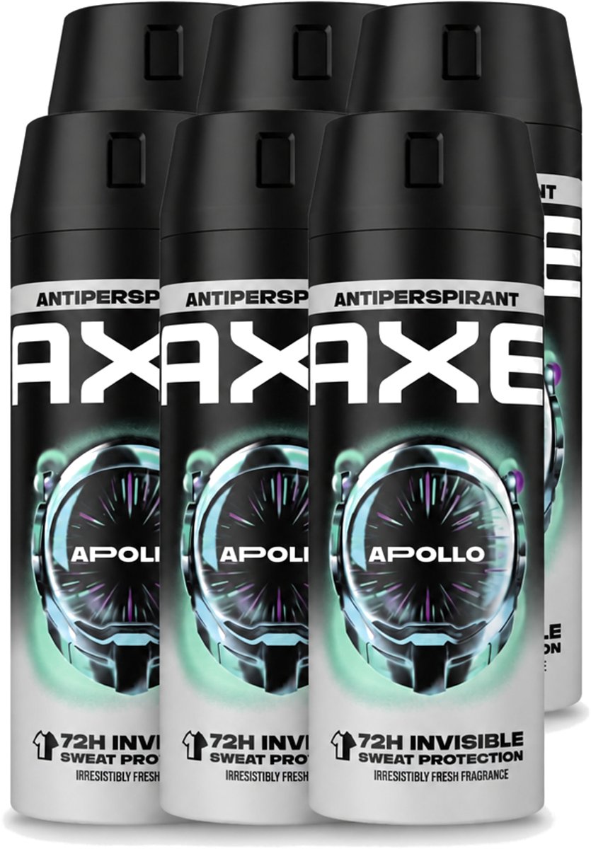 6 x Axe - Deodorant Spray - 72hrs Anti Sweat - Apollo - 150 ml - Voordeelverpakking - 6 stuks