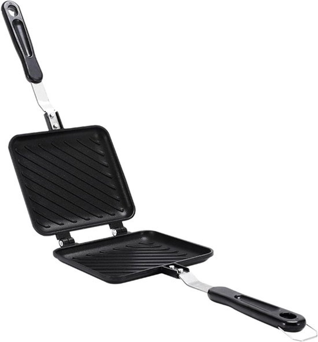 Sandwichbakpan - Toast- en wafelpan - Voor ontbijtbereiding - Dubbelzijdige antiaanbaklaag - 35 cm - Zwart