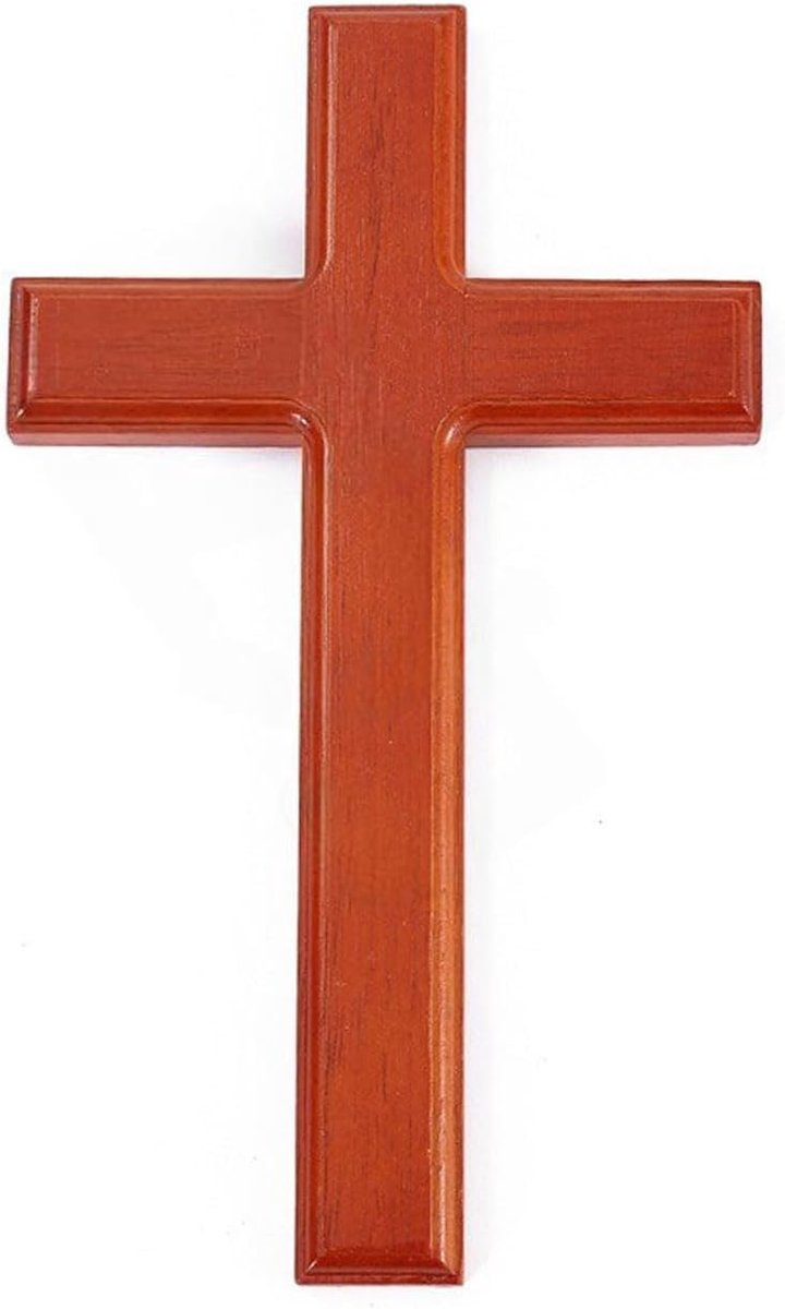 Houten kruis wanddecoratie 20 cm - handgemaakt - unieke textuur - perfect voor woonkamer of kerk - ShopVlot