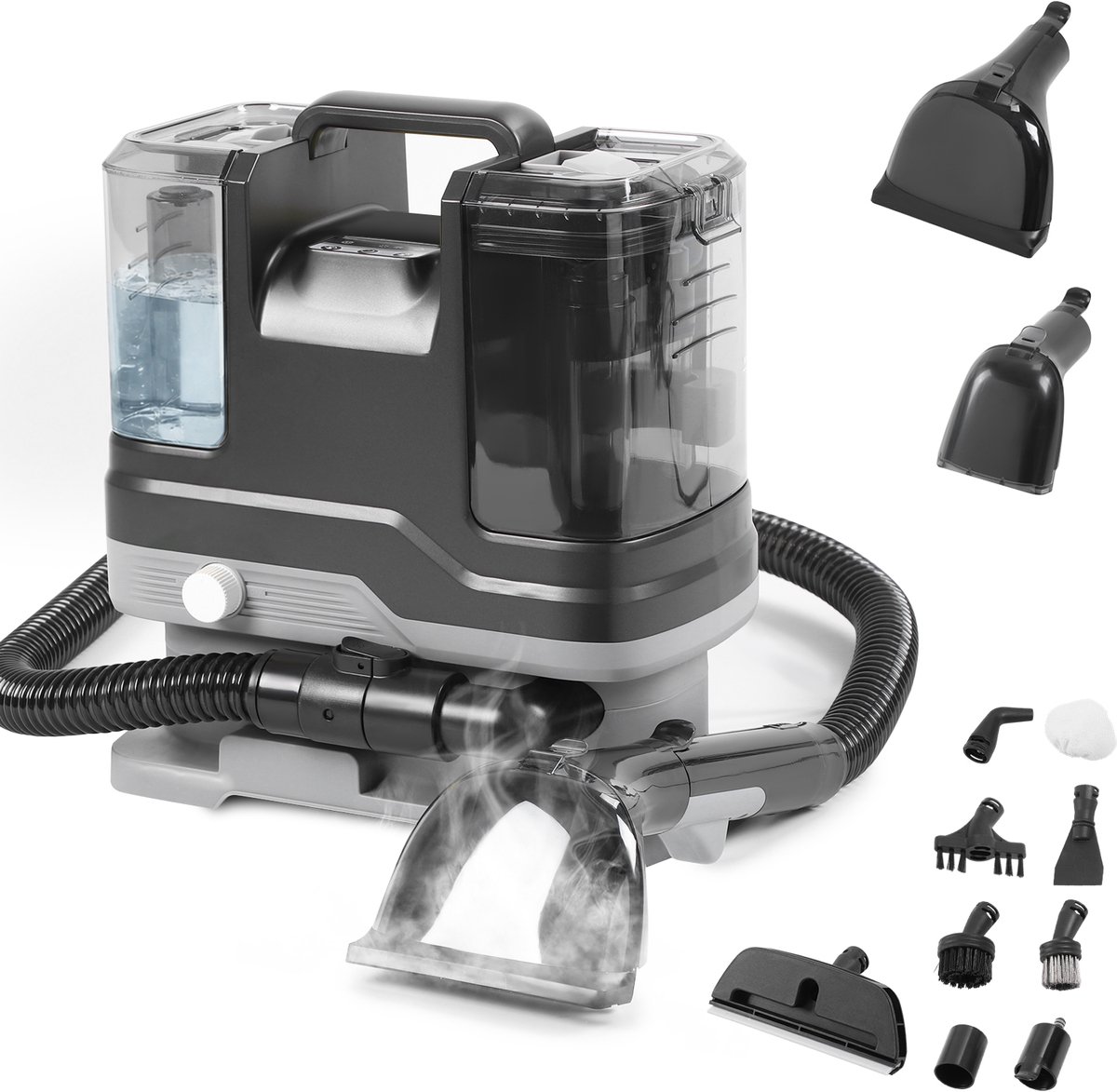 Lapamax Vlekkenreiniger met Stoom - Tapijtreiniger en Bankreiniger 17 kPa - Koud Water, 70 °C Heet Water en 120 °C Stoom - 3-Tanksysteem - Spot Cleaner voor Meubels, Auto, Matras en Tapijt
