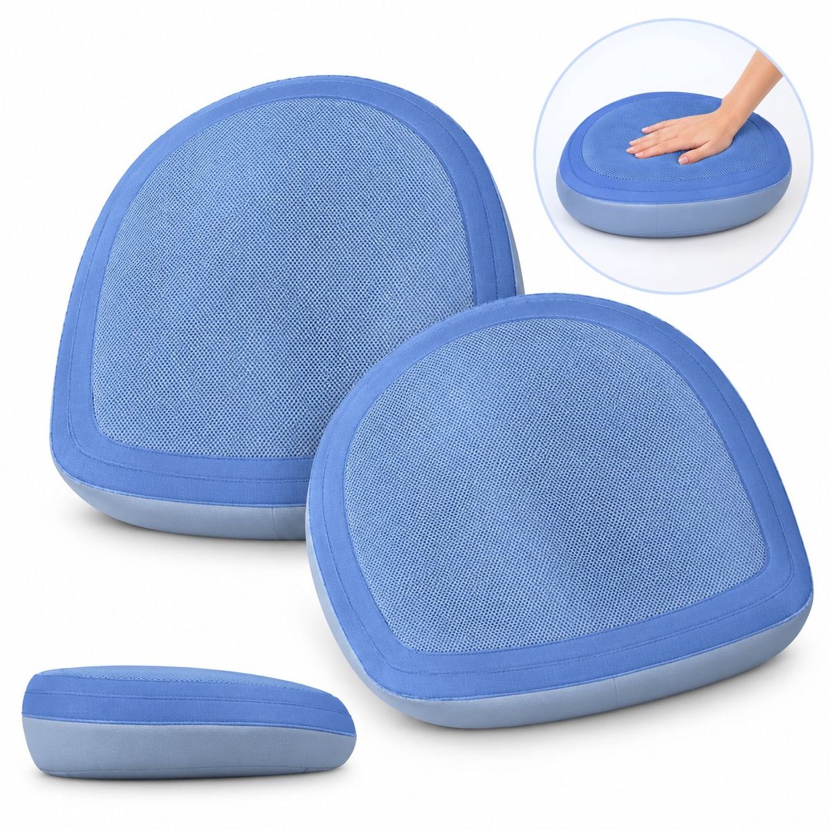VHV - Opblaasbare kussens - 2 stuks - Blauw badzitjes - 47 x 15 cm - Opblaasbare zitverhoger - Opblaasbare zitkussens - voor rugondersteuning