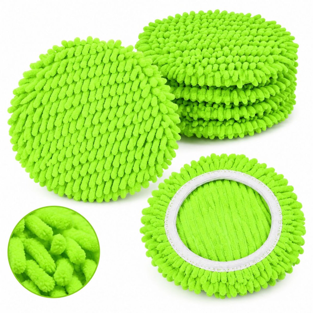 VHV - Dweilkop vervangingen - 3 stuks - Wit grijs - Microvezel pads - Vloeren reinigen - Chenille vezels