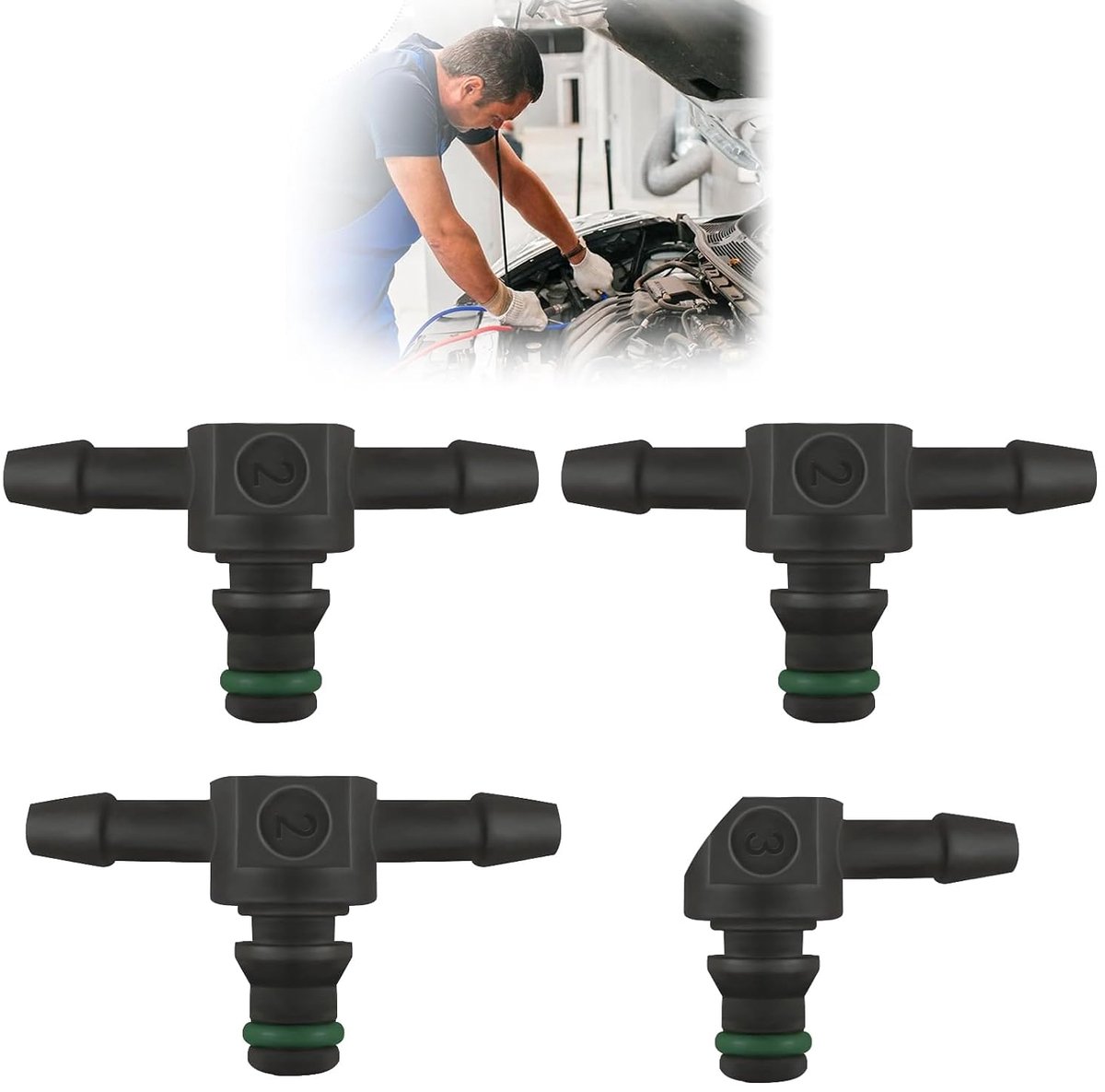 Gasoil Check Connector 4 Stuks - 2-Weg en 3-Weg - Voor Diesel Injector - Geschikt voor Pneumatische Leidingen - ShopVlot