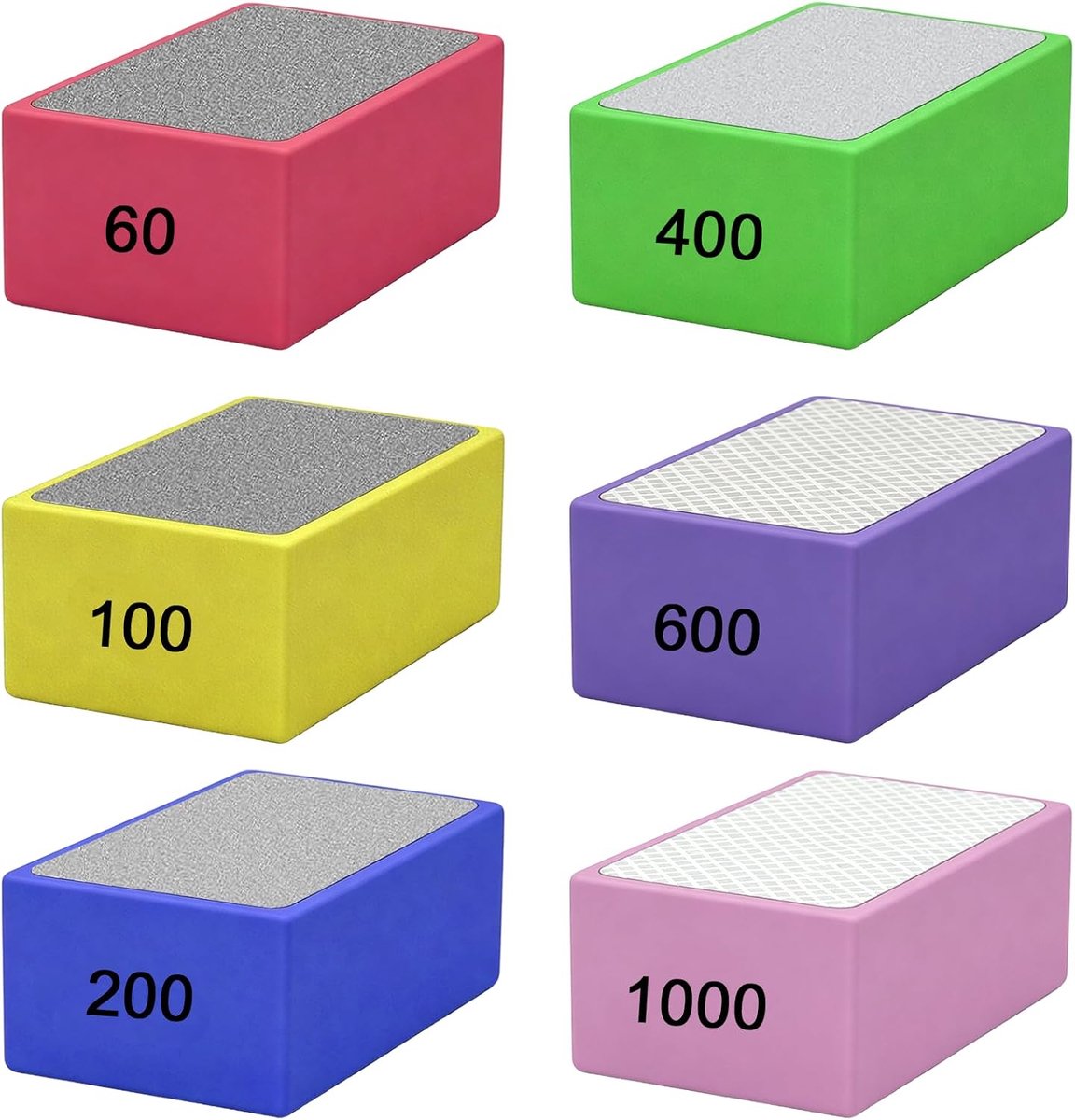 6 stuks Tegelschuursponzen, 60#, 100#, 200#, 400#, 600#, 1000# - voor Keramische Tegels, Glas - ShopVlot