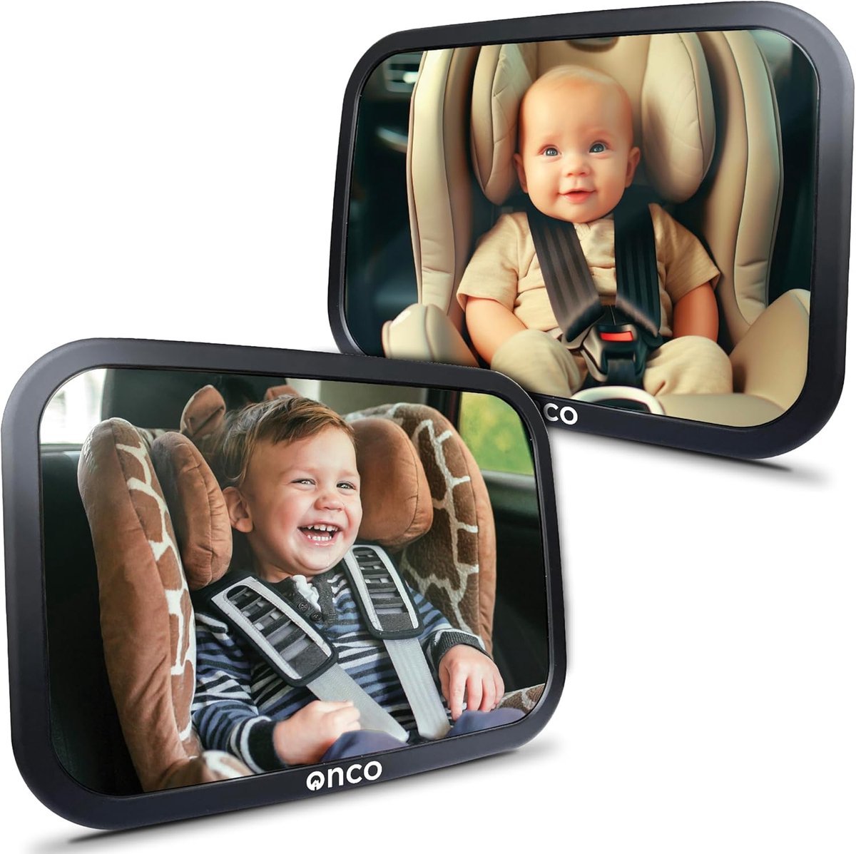 SnelShoppen - 360° Baby Auto Spiegel Set van 2, Veiligheid Spiegel voor Achterbank, Schokbestendig en Draaibaar, Universele Achteruitkijkspiegel voor