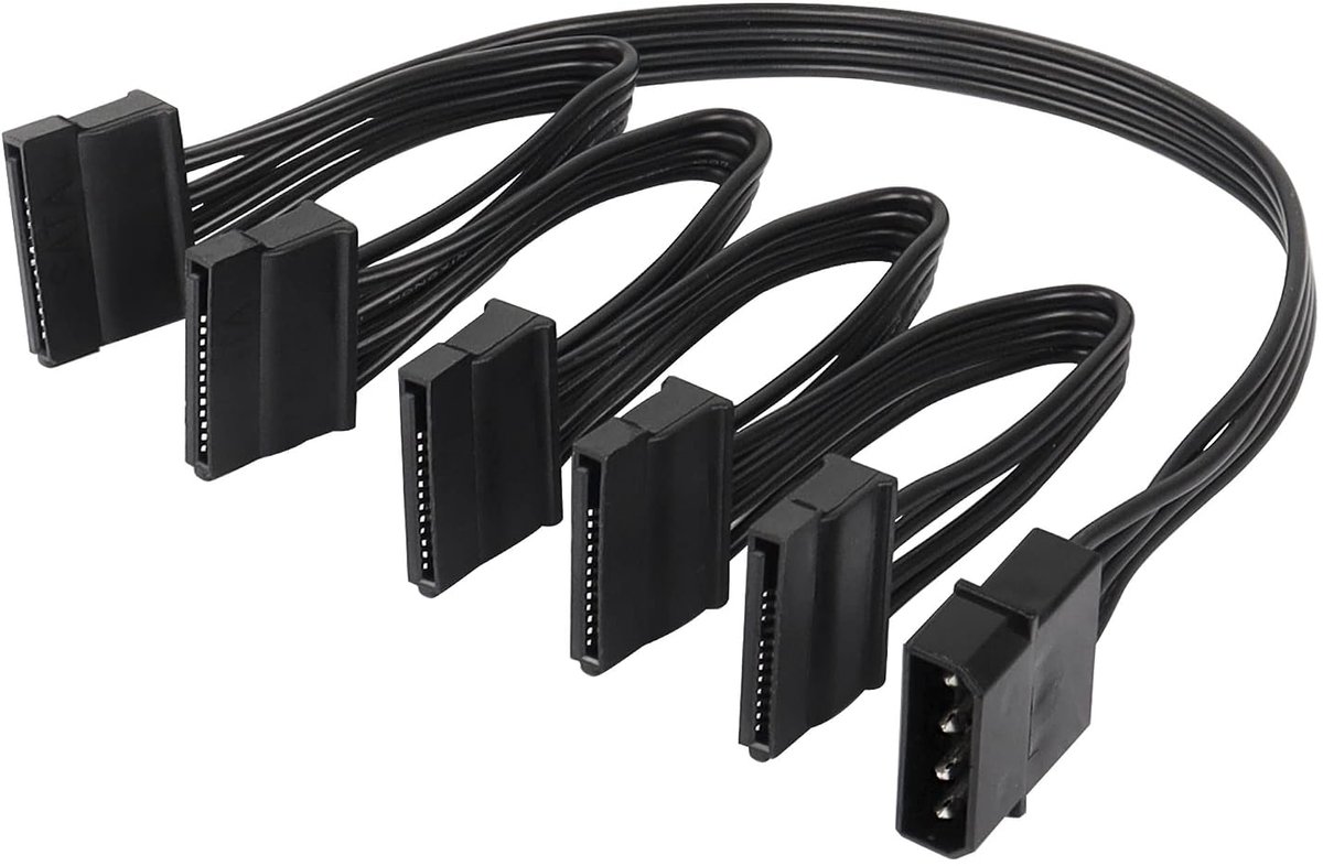 SinLoon SATA Power Cable Large 4Pin Male to 5 x 15 Pin SATA Female Hard Drive Power Splitter Cable for HDD, SSD - ShopVlot