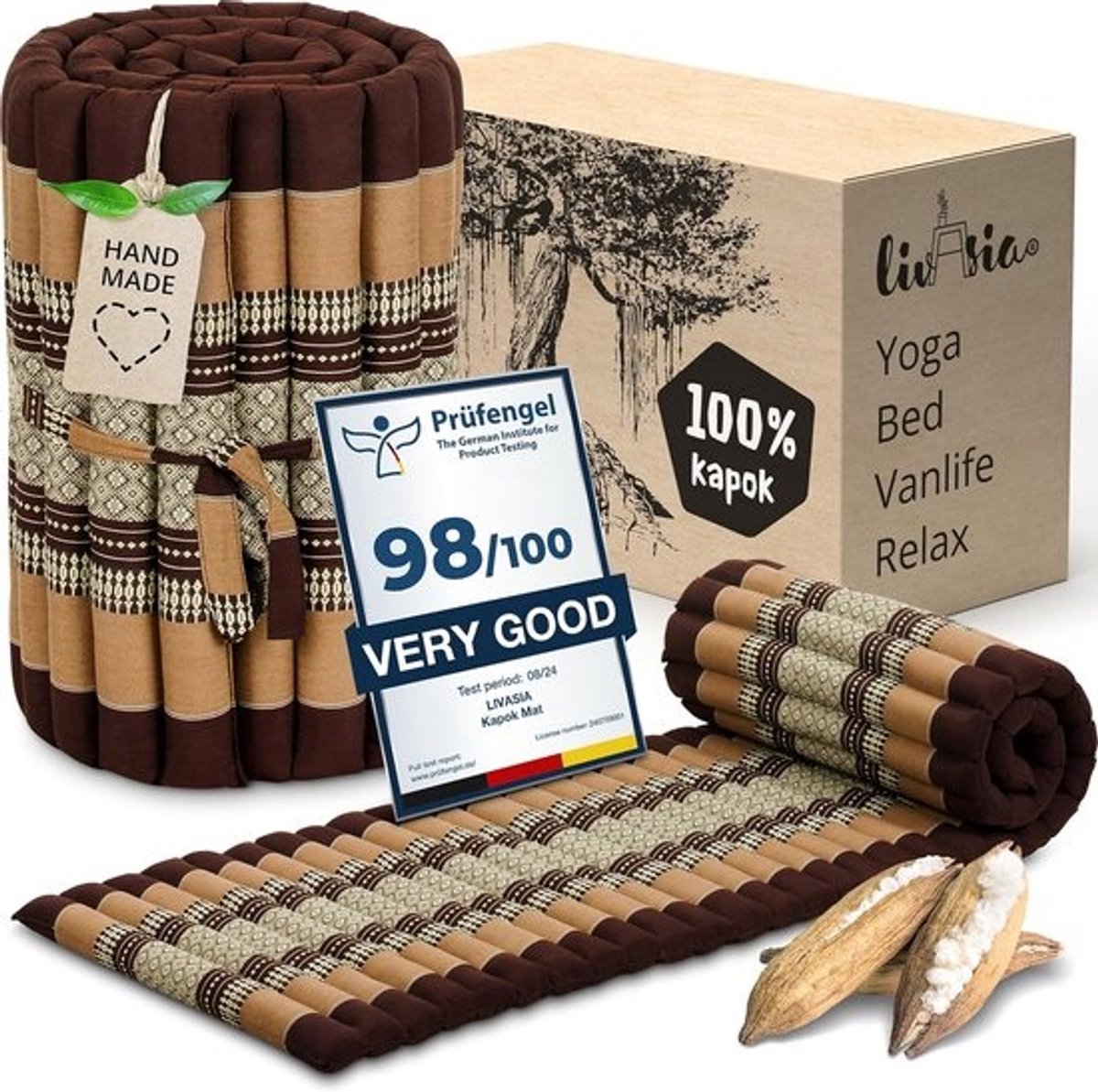 Rolmatras S - 200x50x4,5cm - handgemaakte gastenmat voor één persoon - perfect voor tuin, balkon en reis