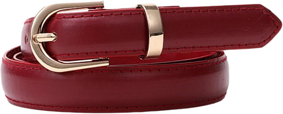EFLAL 105-130cm Women Multi-color Pin Buckle Thin Leather Belt with D-shaped Alloy Buckle Decoration - ShopVlot