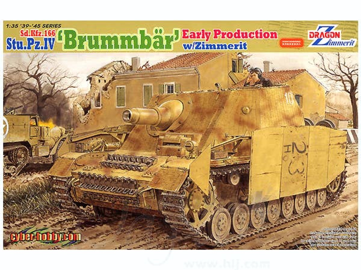 Dragon Modelbouwpakket Militaire voertuigen - 6596 Sd.Kfz.166 Sturmpanzer IV Brummbär Early Production met Zimmerit WWII - Duits Aanvalsgeschut Plastic - 1:35 - Modelbouw