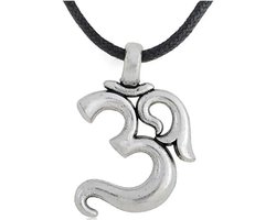 Mantra Om Aum Symbol Pendant Zinc with Wax Collar (Variable) and Jewelry Bag - India Spirituality Yoga, Cotton, Cotton - ShopVlot