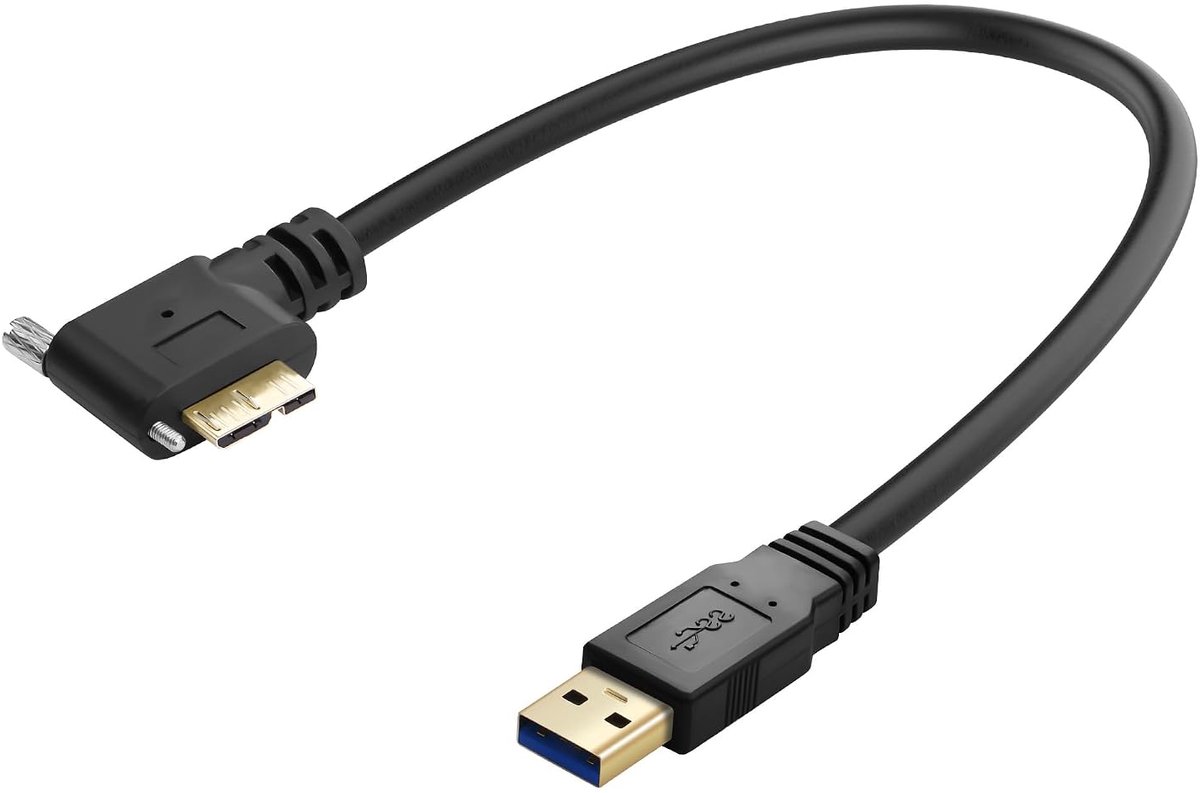 USB 3.0 A-stekker (rechtshoek) naar Micro B-stekker USB-harde schijfkabel met bevestigingsgaten - 30 cm (rechterhoek) - ShopVlot