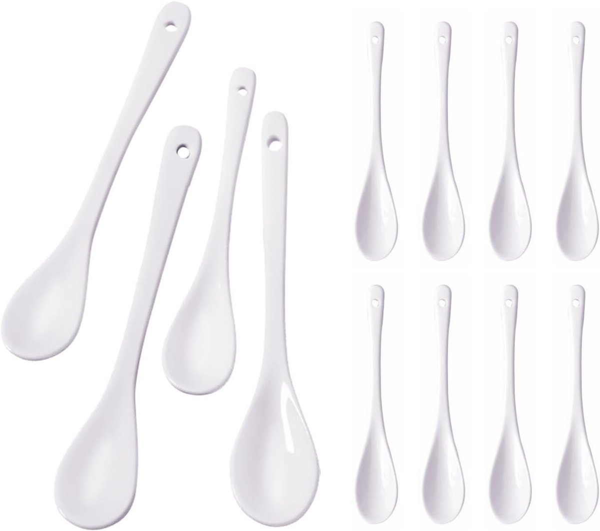 Set van 8 Keramische Dessertlepels, Porseleinen Theelepels met Gladde Glazuur, Vaatwasserbestendig en Warmtebestendig voor Koffie, Thee en Desserts