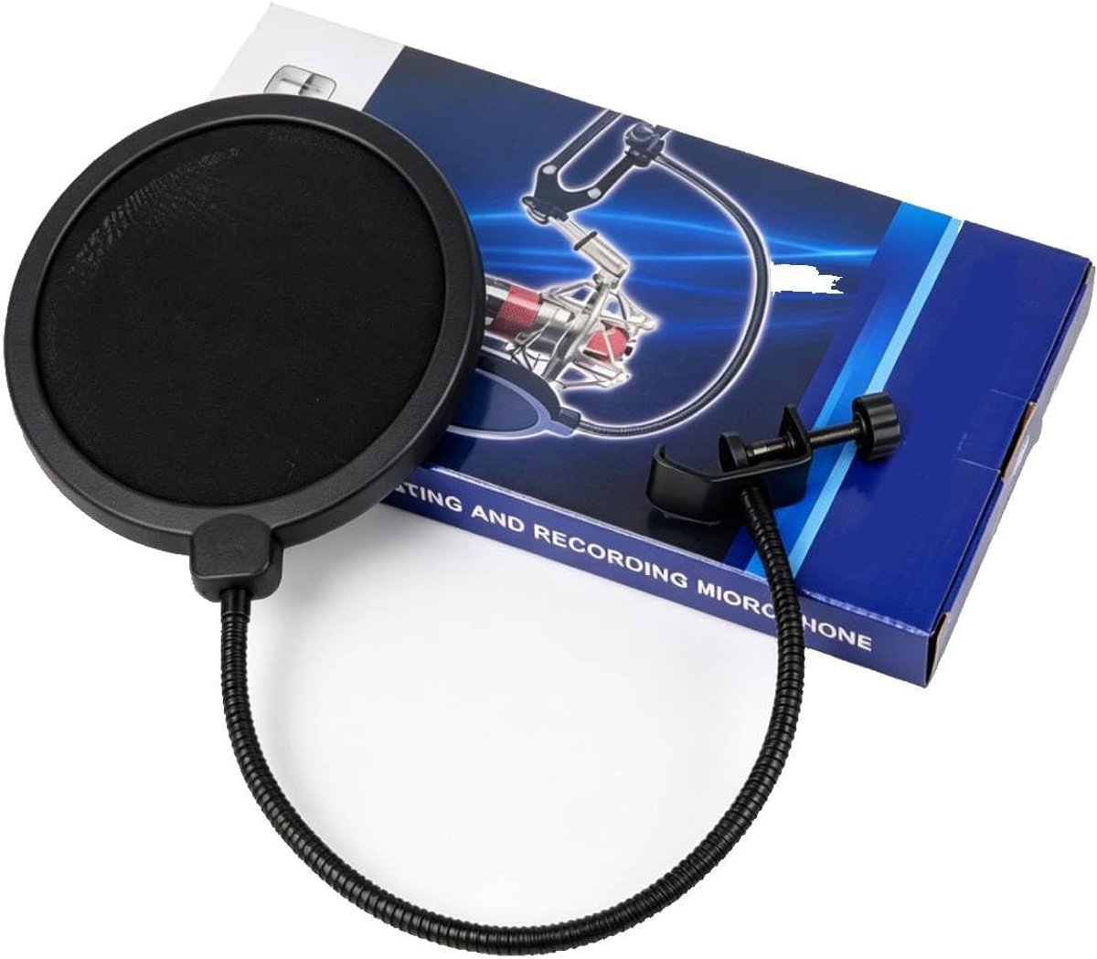 Popfilter microfoon met 360° flexibele zwanenhals - stabilisatorarm - ideaal voor opname en streaming - ShopVlot