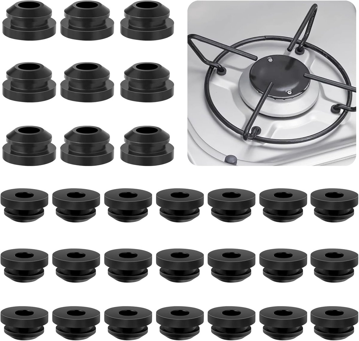 30 Pcs Pan Carriers, Rust Rubber Feets, Rubber Liners with 5mm Bars for Pot Rv Cooker Riding Stand - ShopVlot
