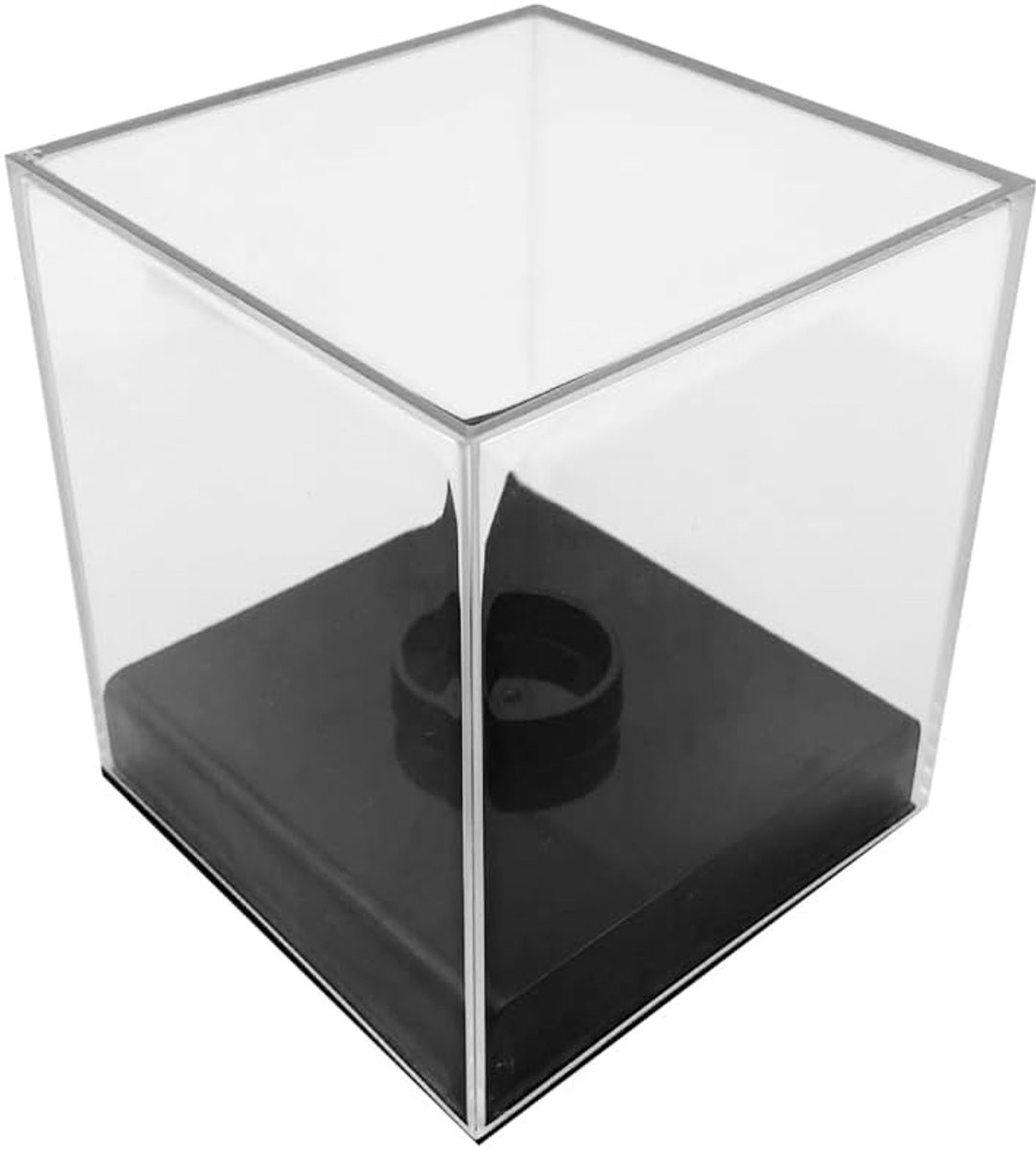 Transparent Cube Display Box, Acrylic Baseball Display Case Signed Baseball Clear Display Case with Base for Single Baseball Golf Ball Billiard Ball C