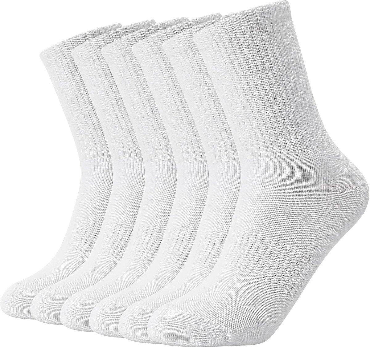 Sokken dames witte sportsokken dames crew sokken dames loopsokken ademende katoenen sokken lange sokken 36-40, wit, One size