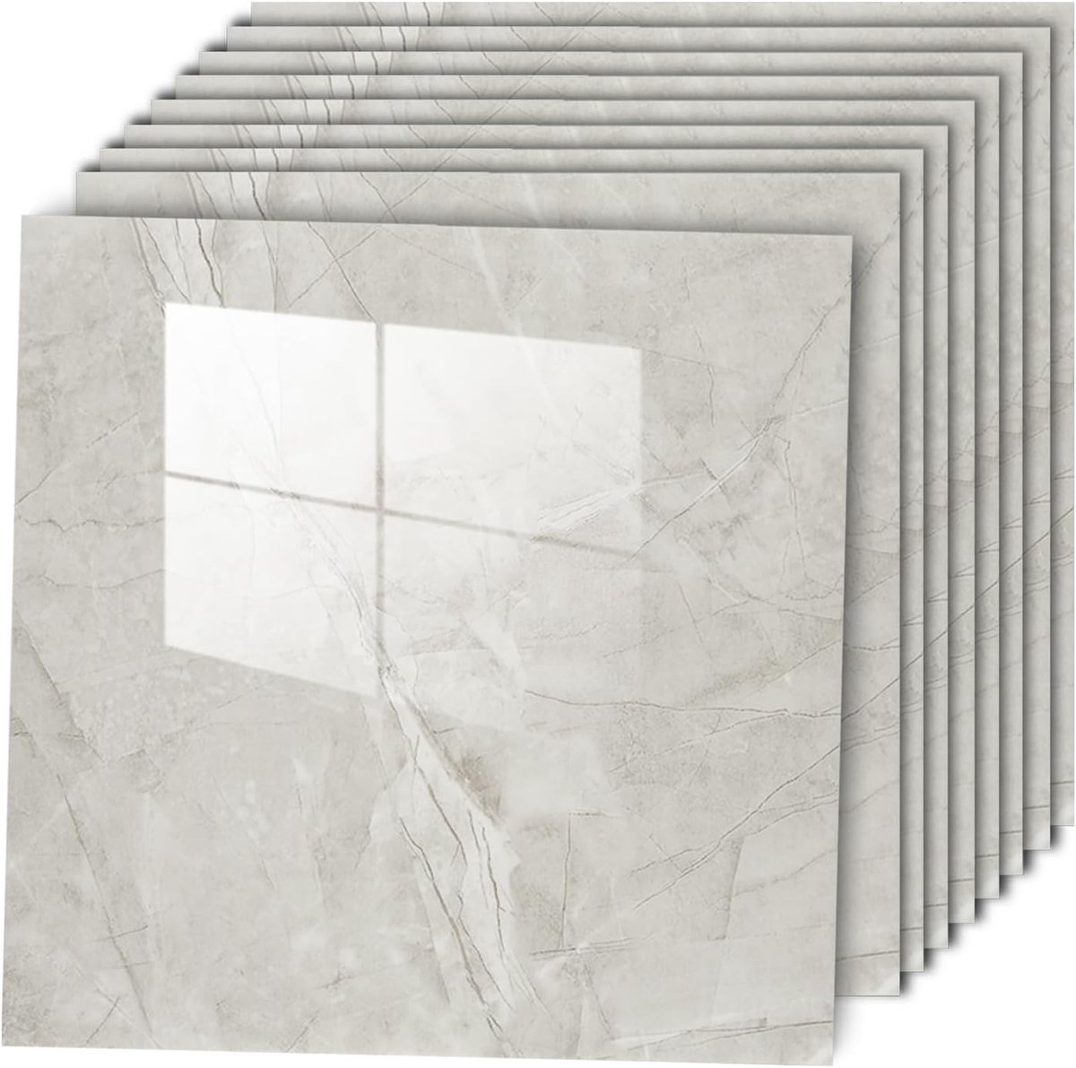 Tegelstickers lichtgrijs 30 x 30 cm 10 stuks, marmer, zelfklevende wandtegels, waterdicht, afpellen en opplakken, voor badkamer, keuken