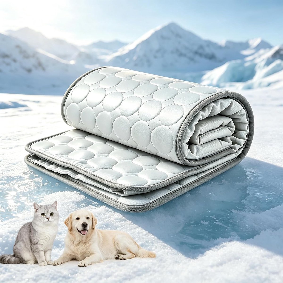 Koelmat voor honden, zelfkoelende hondenmat, zomer, comfortabel, huisdierkoelmat, wasbaar, opvouwbaar hondenbed, koelmat voor honden en katten, 70 x 55 cm