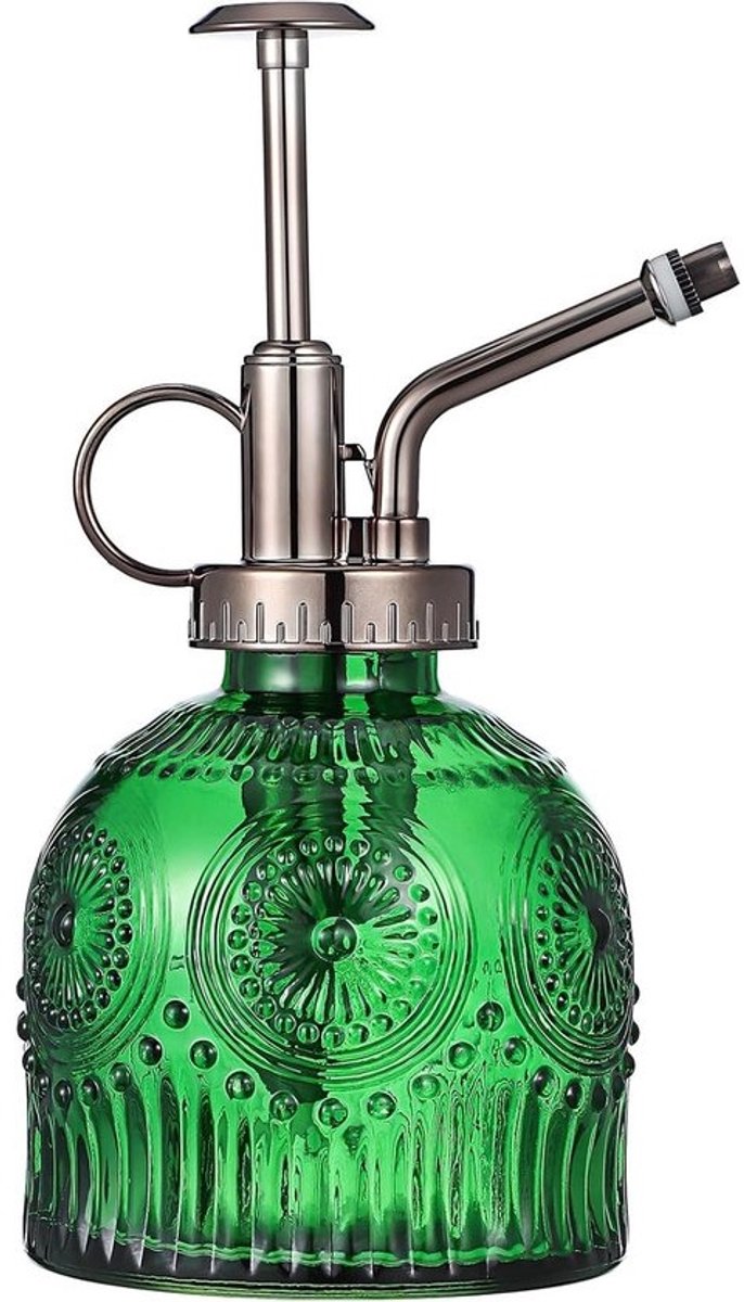 Glazen gieter - Vernevelaar voor planten - Planten water geven - Uniek reliëfontwerp - 400 ml inhoud - Groen