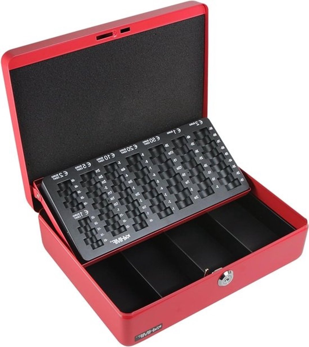 Geldcassette - met geldtelcassette - Rood - 30 x 24 x 9 cm - Veilig opbergen - Geld tellen