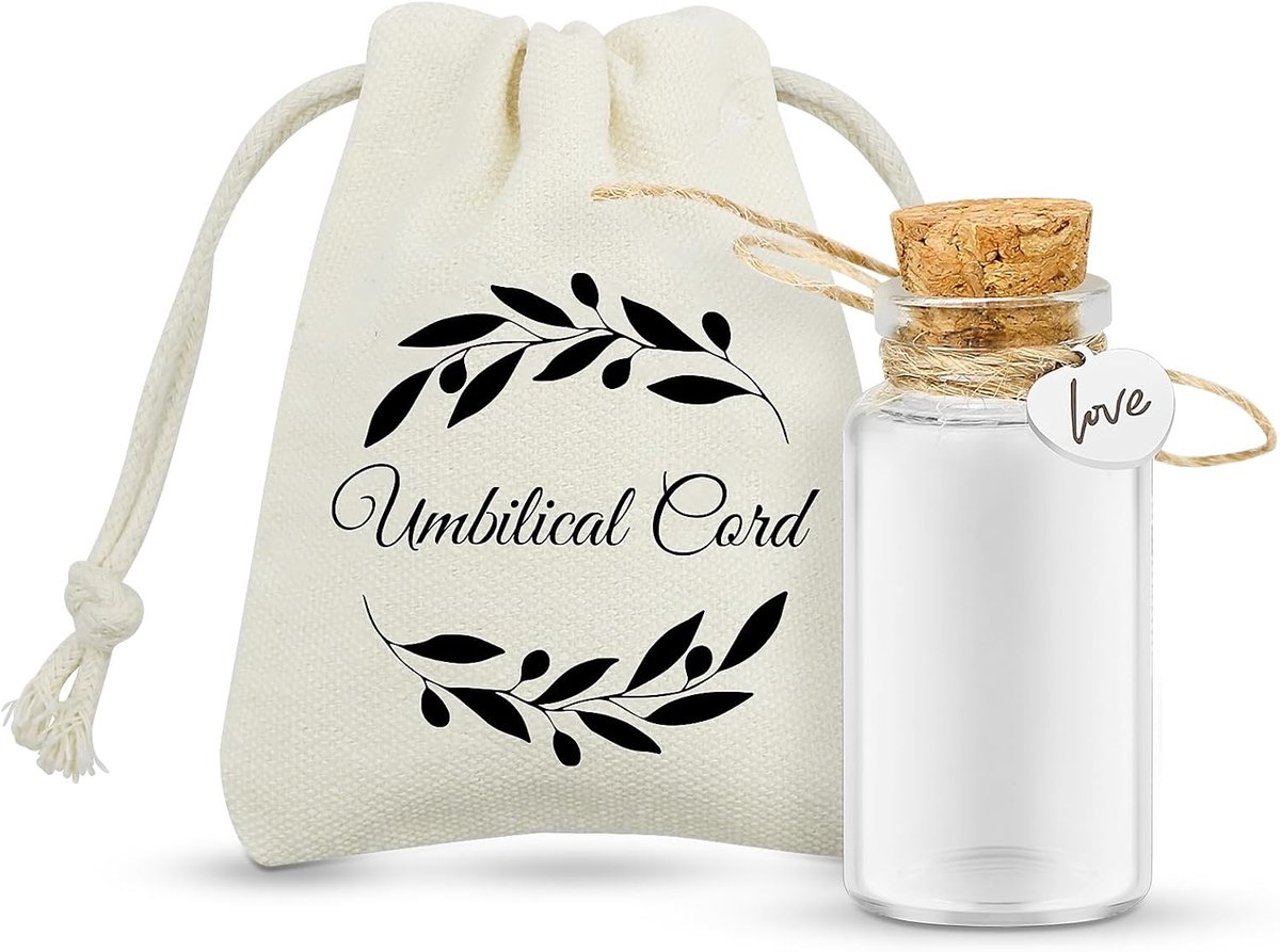 Aandenken Glazen Fles met Kurk, Pot voor Navelstreng/Foetaal Haar Opslag en Herdenking, Cadeau voor Pasgeboren Doop Babyshower, Wordt Geleverd met Cadeauzakje (Love)