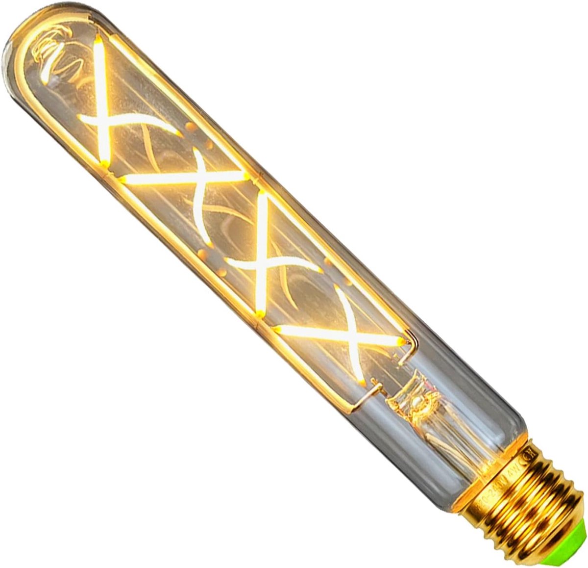 Vintage gloeilamp T28 Reageerbuis 4W Zigzag Led-filament 185 mm Dimbaar 220 / 240V E27 Edison-lamp Decoratieve gloeilamp Helder
