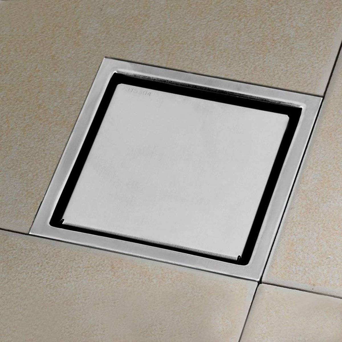 Stainless Steel Square Drain 110x110mm Anti-Smell Anti-Clogging Tile Insert Silver for Bathroom Shower Kitchen Garage - ShopVlot
