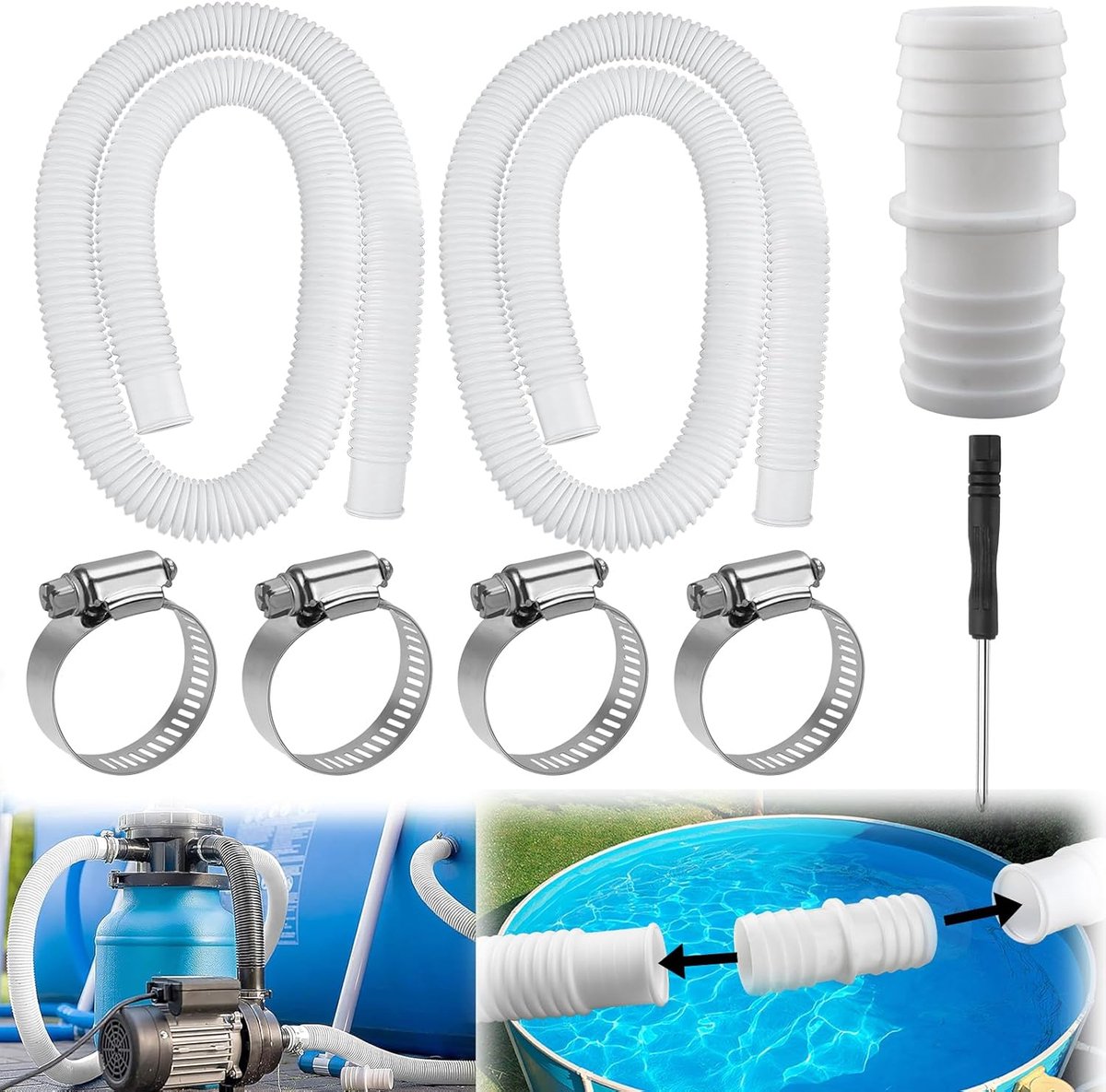 Poolslang 32mm - 150cm - Polyethyleen - Geschikt voor zwembadpompen - ShopVlot