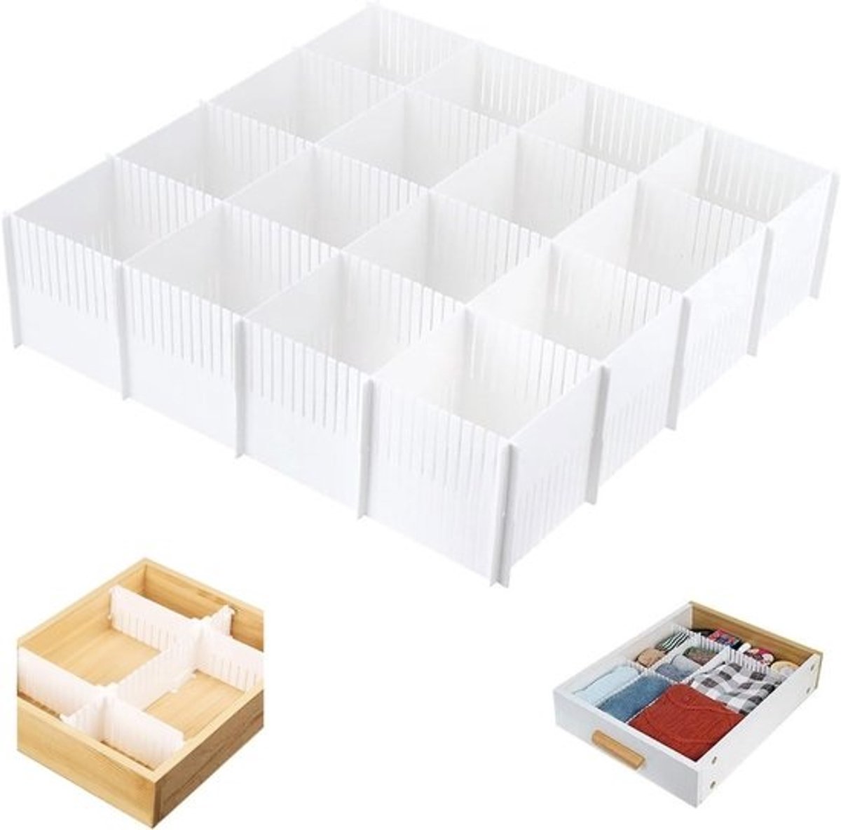 Verstelbare ladeverdeler, set van 10 stuks - voor het opbergen van kleding, sokken en accessoires - ideaal voor organisatie in kasten en bureau