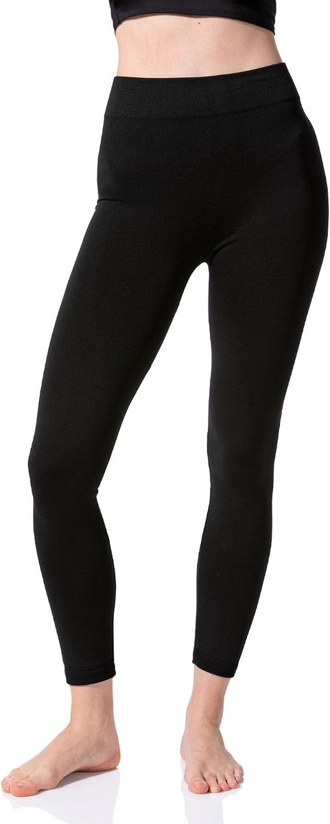 Leggings, gevoerde dameslegging met fleece aan de binnenkant, in verpakking van 2 stuks, naadloze winterlegging, in zwart, antraciet, gemêleerd, bruin, rood, marineblauw