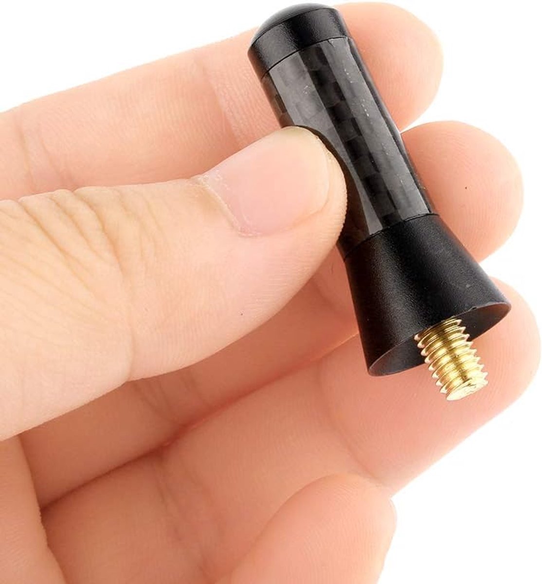 3.5Cm Korte Zwarte Aluminium Antenne Mast Koolstofvezel Schroef Aluminium Auto Korte Decoratie Antenne Universele voor Voertuig met Externe Antenne