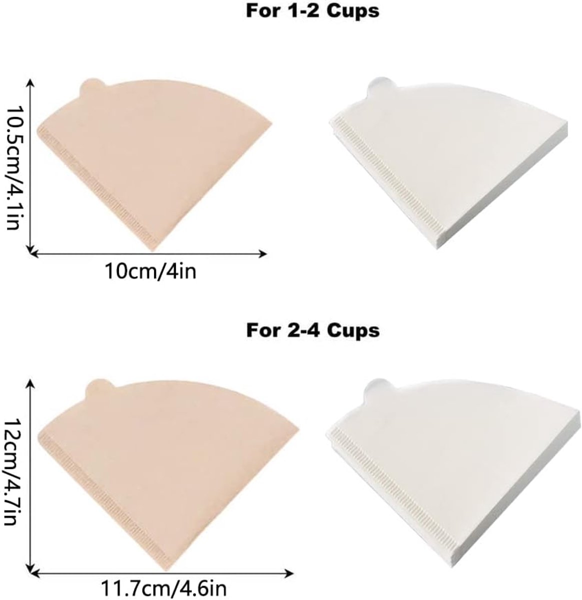 100 stuks koffiefilterpapier, wegwerp ongebleekte kegel filterpapier vervanging koffiefilters-V01 natuurlijk bruin