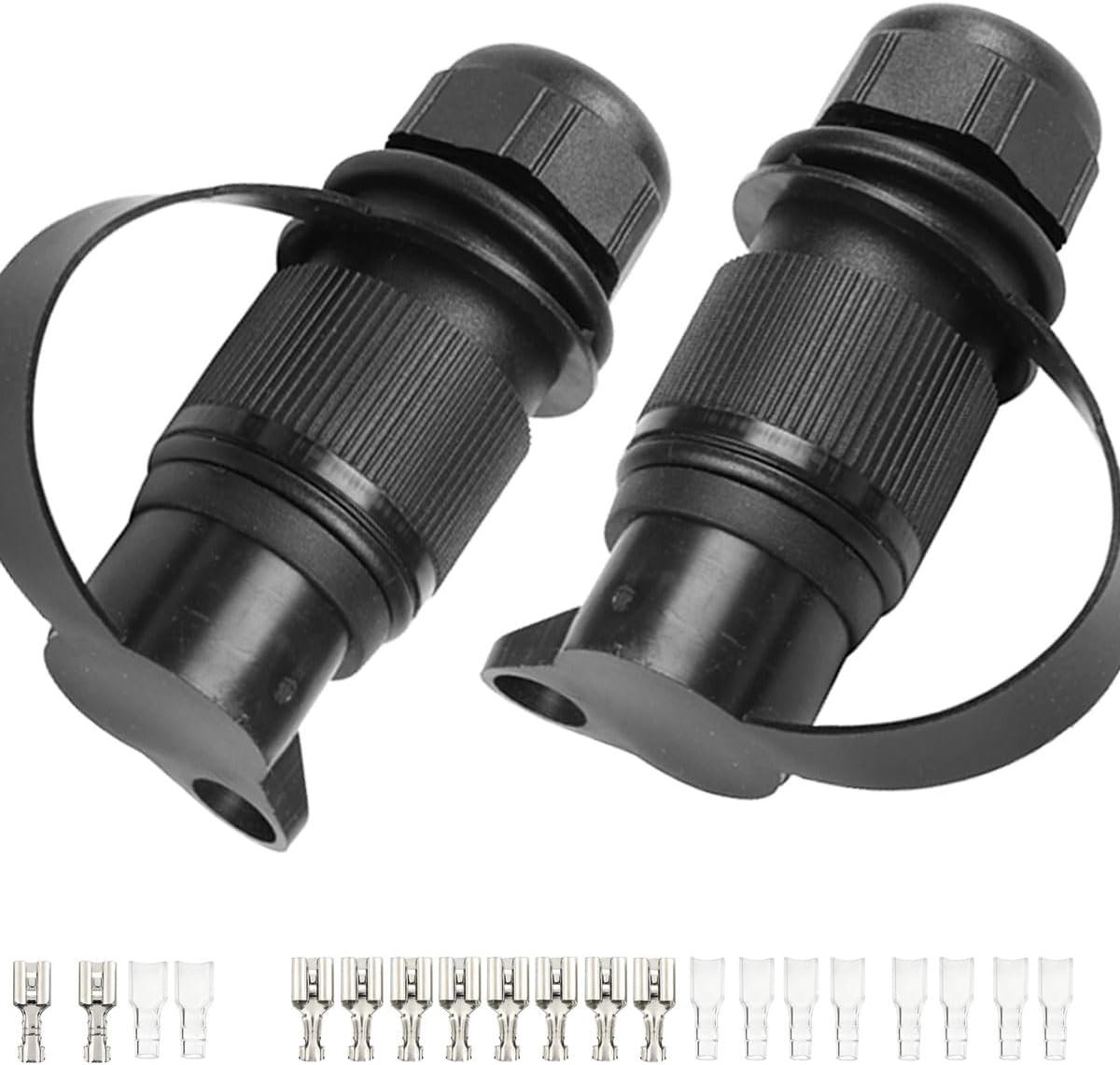 2 x Trailer Plug 3 Pole Plug Tractor 12 V Three Pole Plug 3 Pole Agricultural Machinery Flat with Insulation Sleeve - ShopVlot