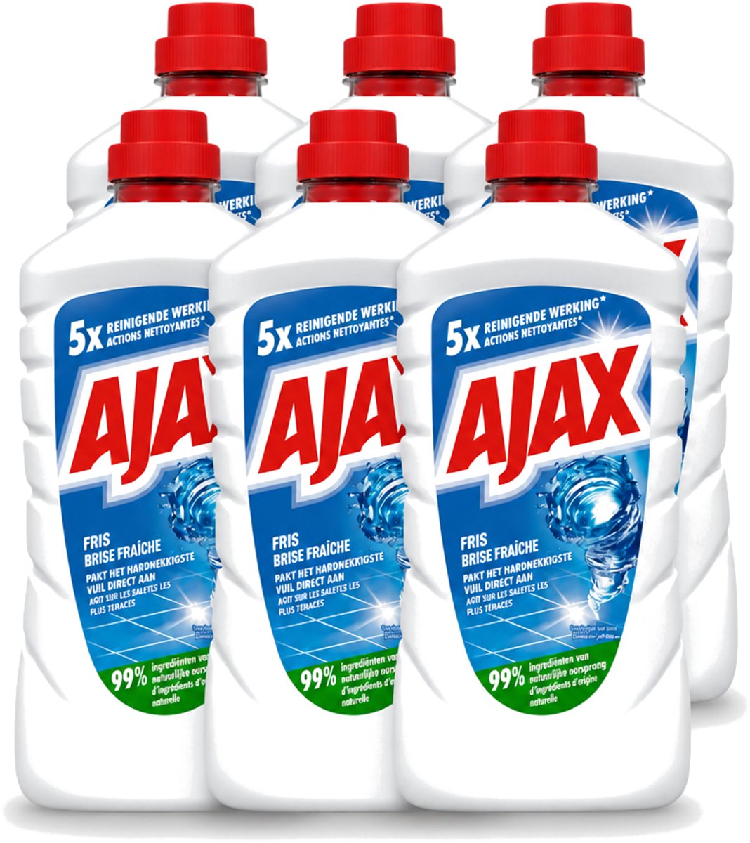 6 x Ajax – Allesreiniger – Fris – 1000 ml - Voordeelverpakking - 6 stuks