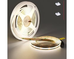 TOPAI 12V COB LED strip 5M natural white 4000K black PCB dimmable 480LED/M CRI>90 very bright 4000Lm self adhesive - ShopVlot
