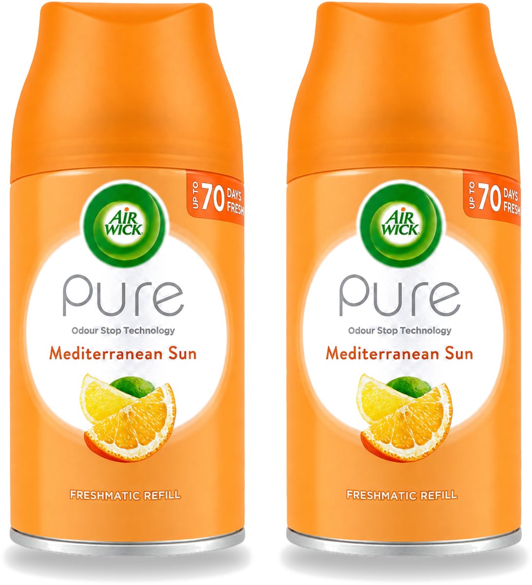 2 x Air Wick - Luchtverfrisser Navulling - Mediterrane Zon - Automatische Spray - 250 ml - Voordeelverpakking - 2 stuks