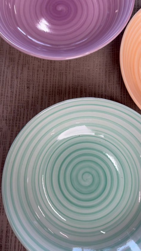 Cookinglife Diepe Borden Spring Vibes - Pastabord & Soepbord - Pasta Bowl - Aardewerk - Pastel Multicolor - Vaatwasserbestendig, Ø 21 cm, 6 Stuks