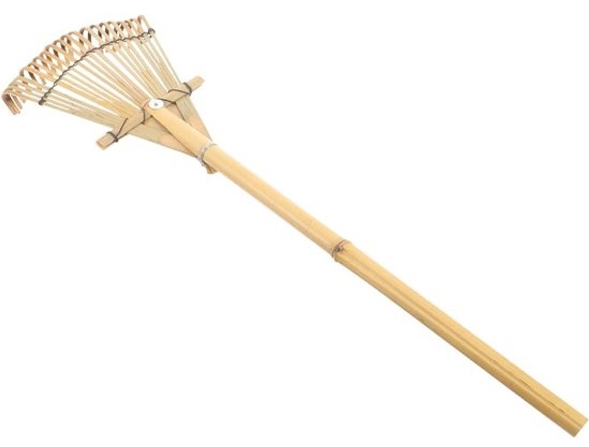 Bamboe tuinhark - Kleine handhark - Voor het losmaken van grond - Ergonomisch handvat - 595 cm - Beige
