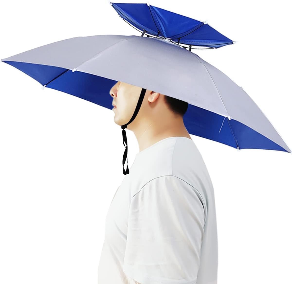 Parapluhoed, 94 cm (37 inch), hoofdparaplu voor volwassenen, opvouwbare hoofdparaplu voor vissen, tuinieren, golfen - ShopVlot