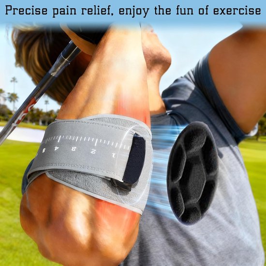 Elastische elleboogbandage voor epicondylitis, compressie en ondersteuning bij fitness, tennis en bodybuilding voor mannen en vrouwen (Grijs) — afbeelding 2