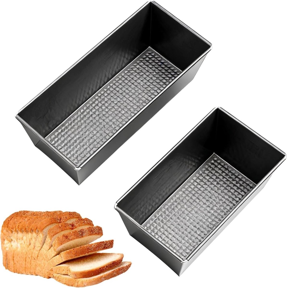 YXHZVON 2 stuks bakvormen van koolstofstaal, kleine bakvorm met antiaanbaklaag, rechthoekige bakvorm voor brood - ShopVlot